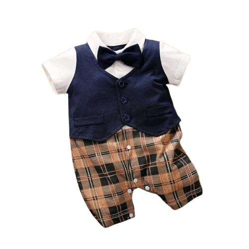 The Carter - Newborn Baby Gentleman Bodysuit – Cotton Short Sleeve Formal Summer Outfit
