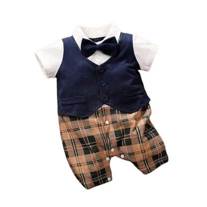 The Carter - Newborn Baby Gentleman Bodysuit – Cotton Short Sleeve Formal Summer Outfit