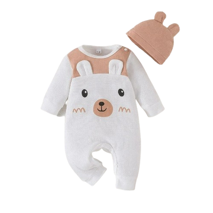 The Adair - Cartoon Onesie + Cute Bear Ears Hat