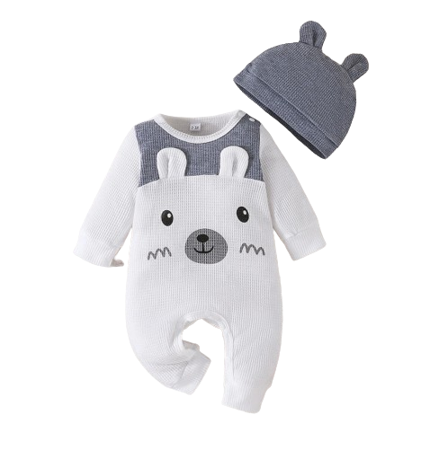 The Adair - Cartoon Onesie + Cute Bear Ears Hat