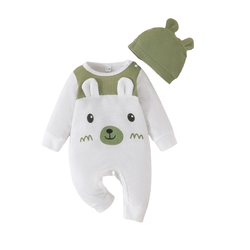 The Adair - Cartoon Onesie + Cute Bear Ears Hat