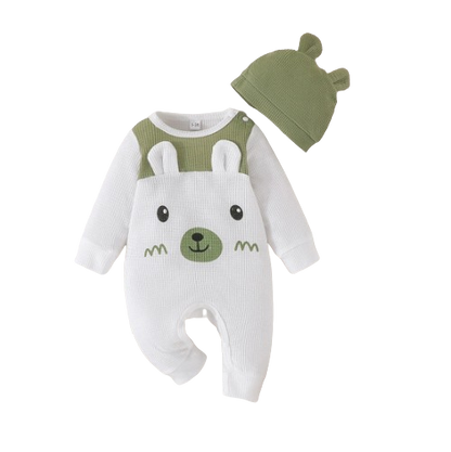 The Adair - Cartoon Onesie + Cute Bear Ears Hat