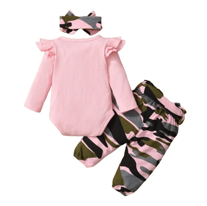 The Alva - Pink Romper + Camouflage Pants