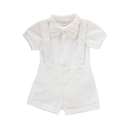 The Kris - Newborn Baby Boy Bowtie Romper & Suspender Pants 2PCS Summer Outfit