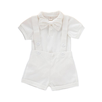 The Kris - Newborn Baby Boy Bowtie Romper & Suspender Pants 2PCS Summer Outfit
