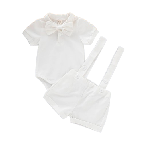 The Kris - Newborn Baby Boy Bowtie Romper & Suspender Pants 2PCS Summer Outfit