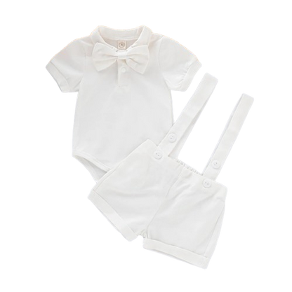 The Kris - Newborn Baby Boy Bowtie Romper & Suspender Pants 2PCS Summer Outfit