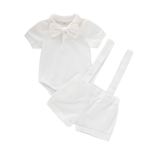 The Kris - Newborn Baby Boy Bowtie Romper & Suspender Pants 2PCS Summer Outfit