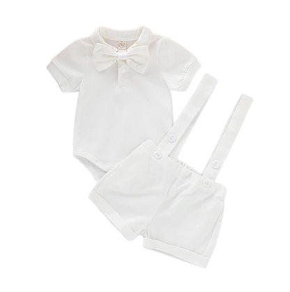 The Kris - Newborn Baby Boy Bowtie Romper & Suspender Pants 2PCS Summer Outfit