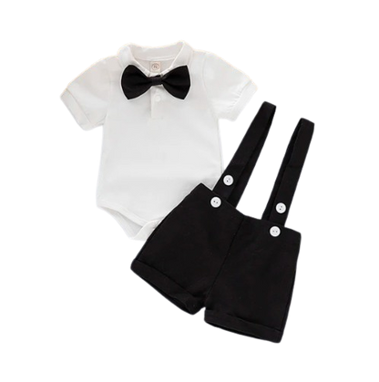 The Kris - Newborn Baby Boy Bowtie Romper & Suspender Pants 2PCS Summer Outfit