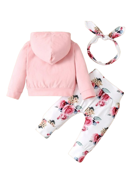 The Courtney - Floral Hooded Top + Pants + Headband