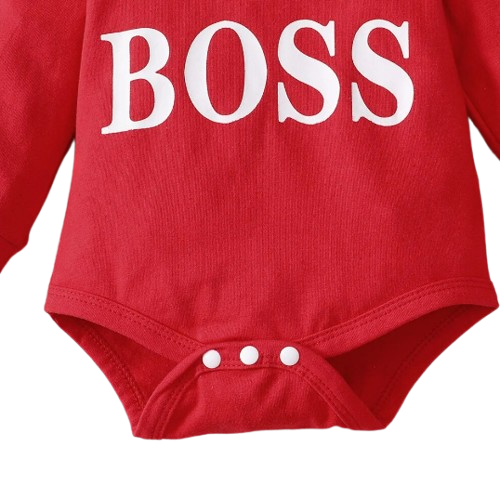 The Hollis - Baby Unisex Red Little Boss Hoodie + Pants