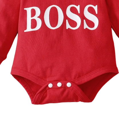 The Hollis - Baby Unisex Red Little Boss Hoodie + Pants