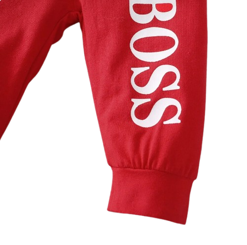 The Hollis - Baby Unisex Red Little Boss Hoodie + Pants