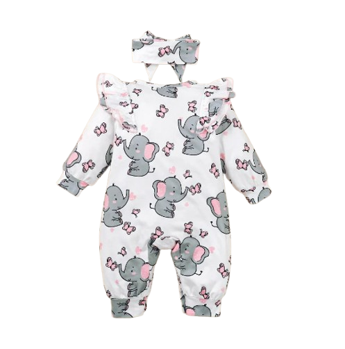 The Gray - Elephant Print Romper