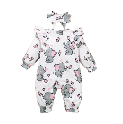 The Gray - Elephant Print Romper