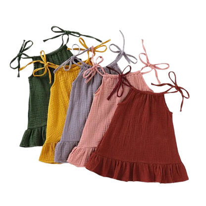 The Macey - Toddler Girl Cotton Halter Slip Dress Breathable Summer Beach Outfit