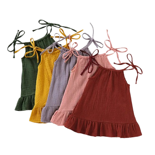 The Macey - Toddler Girl Cotton Halter Slip Dress Breathable Summer Beach Outfit