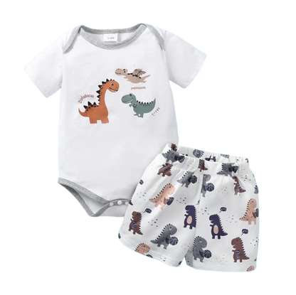 The Isaac - Dinosaur Print Bodysuit + Shorts Set