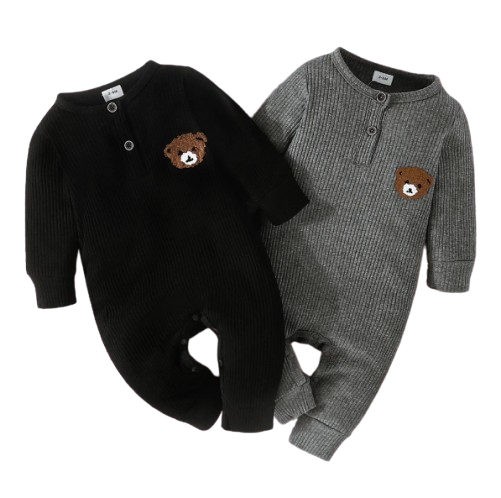 The Mason - Bear Print Tiny Button Onesies