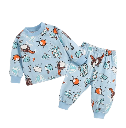 The Jazz - Cartoon Print Tops + Pants Pajamas