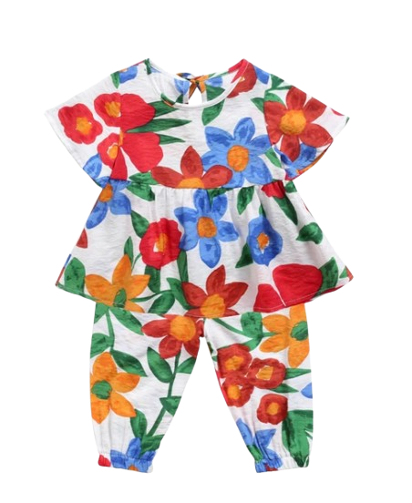 The Tiffany - Baby Girl Floral Cotton Outfit Set Summer Princess Casual Clothes