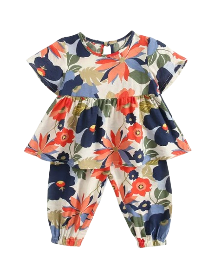 The Tiffany - Baby Girl Floral Cotton Outfit Set Summer Princess Casual Clothes