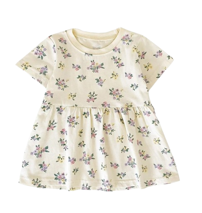 The Merry - Baby Girl Cotton Short Sleeve Dress Cute Summer Casual Outfit for Toddlers