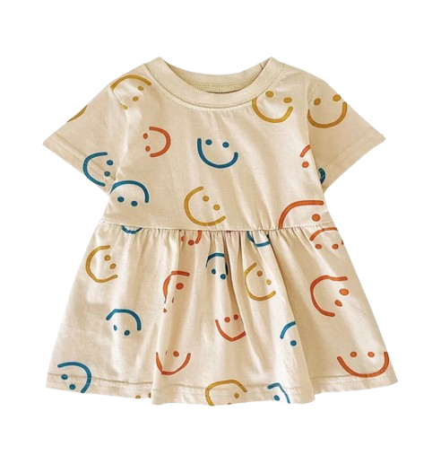 The Merry - Baby Girl Cotton Short Sleeve Dress Cute Summer Casual Outfit for Toddlers