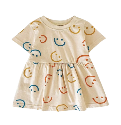 The Merry - Baby Girl Cotton Short Sleeve Dress Cute Summer Casual Outfit for Toddlers