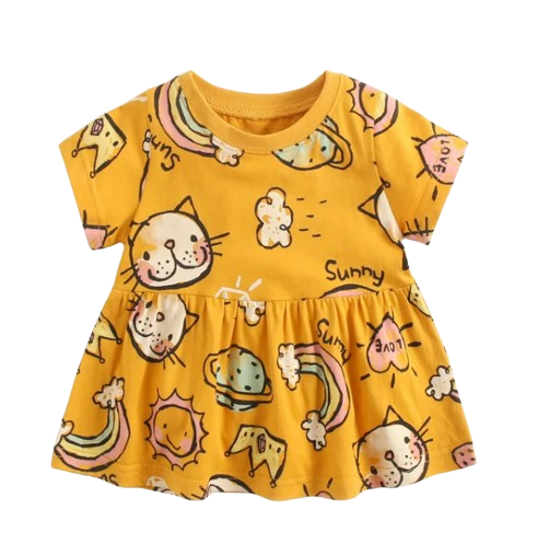 The Merry - Baby Girl Cotton Short Sleeve Dress Cute Summer Casual Outfit for Toddlers
