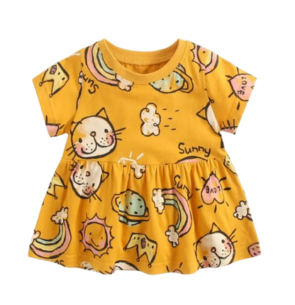 The Merry - Baby Girl Cotton Short Sleeve Dress Cute Summer Casual Outfit for Toddlers