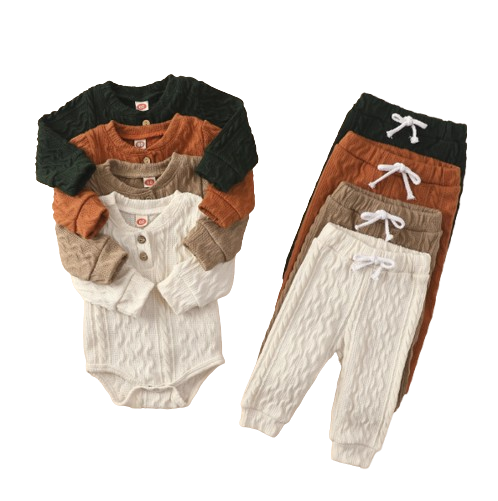 The Lennon - Unisex Baby Long Sleeve Romper & Pants Set Soft Spring Autumn Clothing