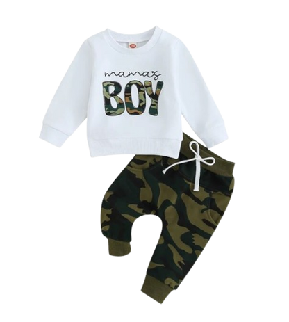 The Jerome - Baby Boy Mama Daddy's Boy Long Sleeve Print Top Pants Casual Fall Outfit