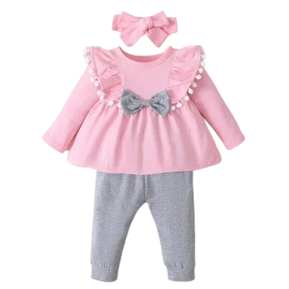 The Merill - Pink Tops & Gray Pants Casual Trouser Set