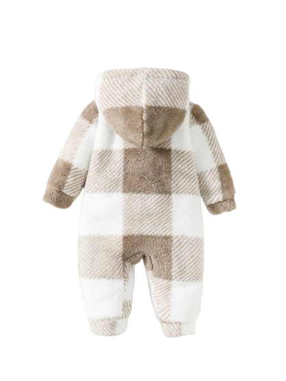 The Genesis - Plaid Hooded Romper Warm Bodysuit