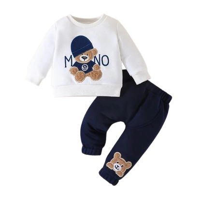 The Riley - Terno Bear Long Sleeve Tee & Navy Pants