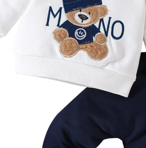 The Riley - Terno Bear Long Sleeve Tee & Navy Pants