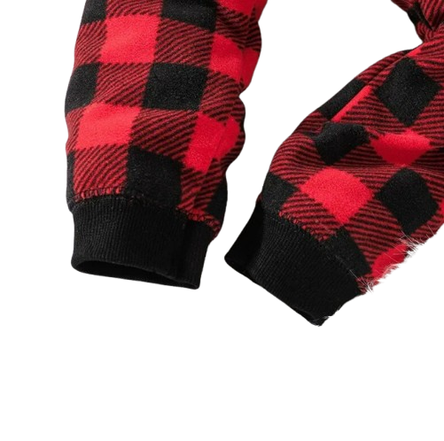 The Scout - Red & Black Checkered Hooded Onesie