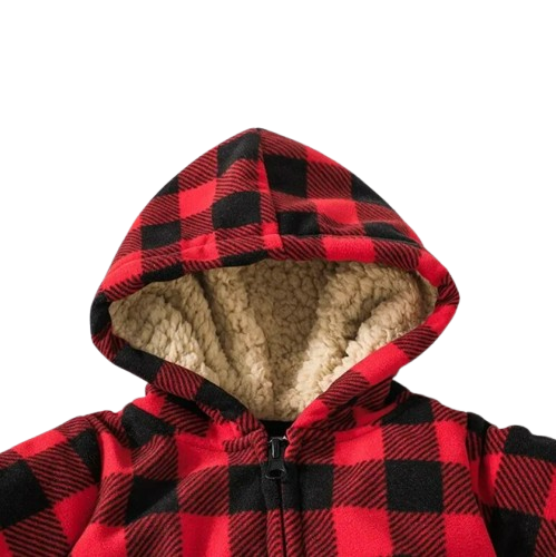 The Scout - Red & Black Checkered Hooded Onesie