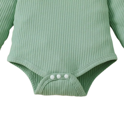 The Robbie - Baby Green Long Sleeve Top + Flower Pants + Headband