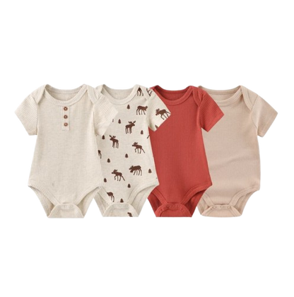 The Avery - 4pcs Unisex Rompers/ Onesies - Light Brown Set