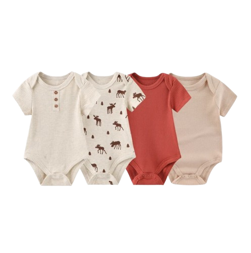 The Avery - 4pcs Unisex Rompers/ Onesies - Light Brown Set