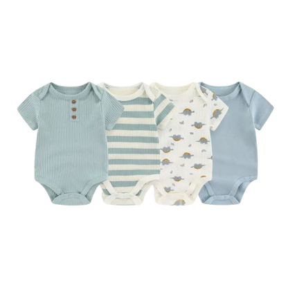 The Avery - 4pcs Unisex Rompers/ Onesies -Light Blue Set