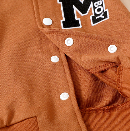 The Kayce - Monogram Print Varsity Jacket + Pants