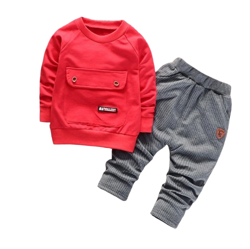 The Theodore - 2pcs Baby Boy Solid Large Pocket Tops + Pants