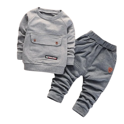 The Theodore - 2pcs Baby Boy Solid Large Pocket Tops + Pants