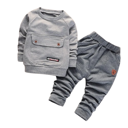 The Theodore - 2pcs Baby Boy Solid Large Pocket Tops + Pants