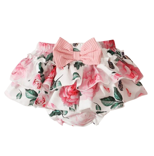 The Alice - Baby Girl Pink Ruffle Short Sleeved Romper + Shorts + Headband