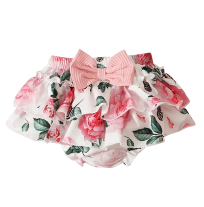 The Alice - Baby Girl Pink Ruffle Short Sleeved Romper + Shorts + Headband